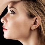 18k Yellow Gold Multi Sapphire Geometric Ear Climbers For Womens Gift