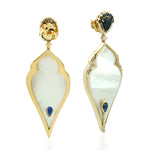 Natural Mother of pearl Dangle Earrings 18k Yellow Gold Jewelry On