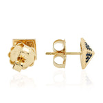 Natural Blue Sapphire 18k Yellow Gold Stud Earrings For Women