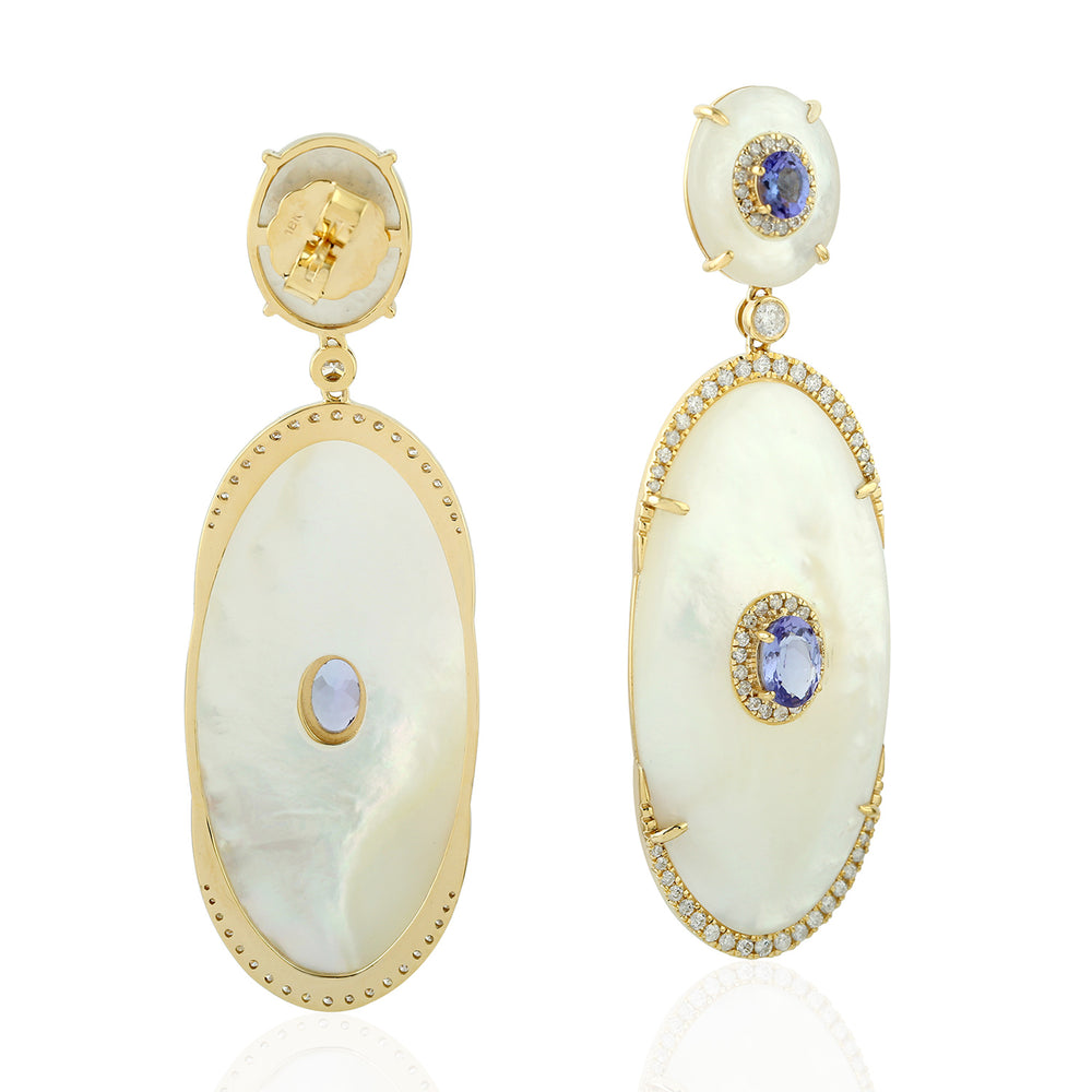 Mother of Pearl Dangle Earrings 18k Yellow Gold Jewelry