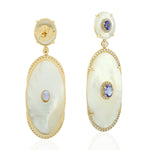 Mother of Pearl Dangle Earrings 18k Yellow Gold Jewelry