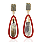 Agate Dangle Earrings 18k Yellow Gold Diamond Jewelry Gift