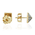 Natural Diamond Stud Earrings 18k Yellow Gold Jewelry