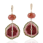 Natural Tourmaline Dangle Earrings 18K Rose Gold Jewelry Gift