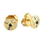 Baguette Topaz Diamond Stud Earrings in 18k Yellow Gold For Her