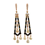 Natural Diamond Enamel Chandelier 18k Rose Gold Earrings