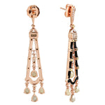 Natural Diamond Enamel Chandelier 18k Rose Gold Earrings