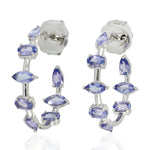 Marquise Tanzanite Hoop Earrings jewelry In 18k White Gold