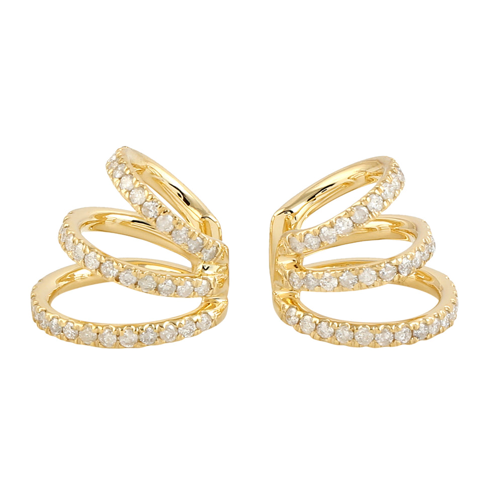 Natural Pave Diamond Earcuff Earrings In 14k Yellow Gold Jewelry