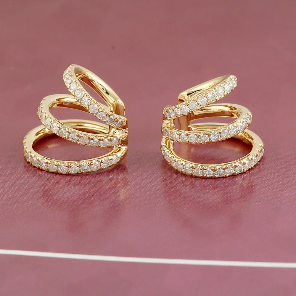 Natural Pave Diamond Earcuff Earrings In 14k Yellow Gold Jewelry