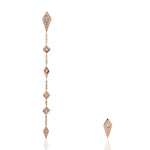 Natural Diamond Long Drop Dangle & Stud Earrings 18k Rose Gold Jewelry