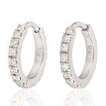 Natural Diamond Hoop Earrings 18k White Gold Jewelry