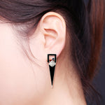 Onyx Stud Earrings 18k White Gold Diamond Gemstone Handmade Jewelry Gift