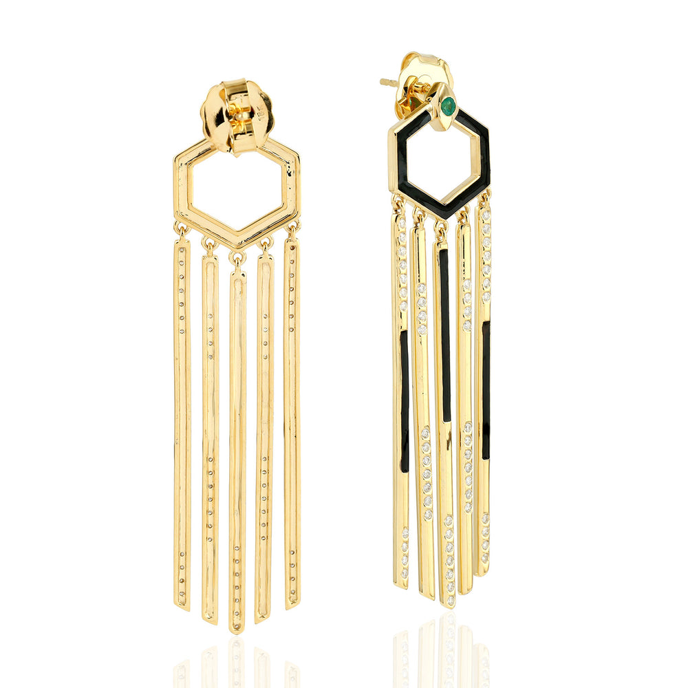 Natural Diamond Chandelier Earrings 18k Yellow Gold Jewelry