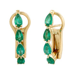 Pear Cut Emerald 18k Yellow Gold Earrings For Wedding Gift