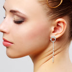 Natural Diamond Dangle Earrings 18K White Gold Jewelry