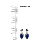 18k White Gold Natural Diamond & Blue Sapphire Dangle Earrings Gift