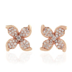 Natural Diamond Stud Earrings 18k Rose Gold Handmade Jewelry