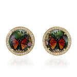 Pearl Stud Earrings 18k Yellow Gold Enamel Jewelry