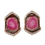 Tourmaline Stud Earrings 18k Rose Gold Diamond Jewelry