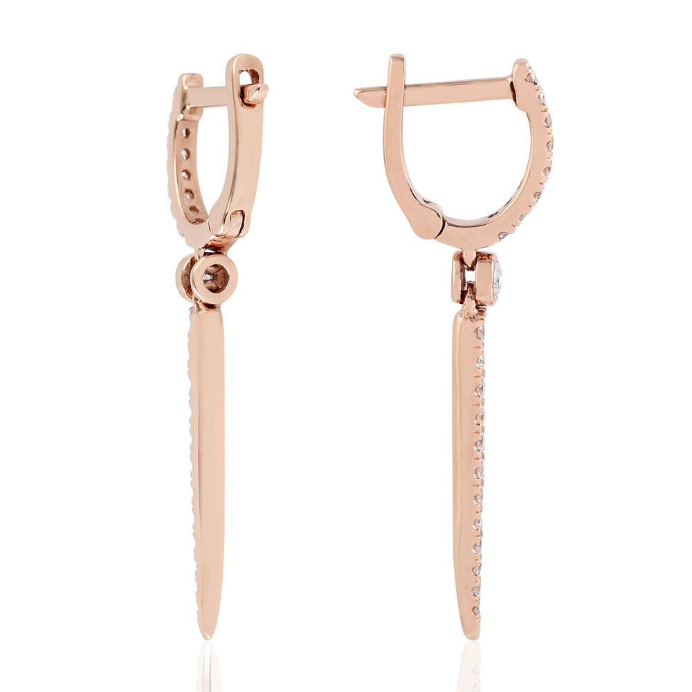 Natural Diamond Prong Drop Dangler Earrings In 14k Rose Gold