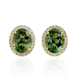 Natural Tourmaline Stud Earrings 18k Yellow Gold Beautiful Jewelry