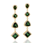 Natural Tourmaline Dangle Earrings 18K Yellow Gold Jewelry Gift