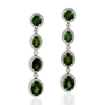 Tourmaline Dangle Earrings 18k White Gold Diamond Jewelry Gift