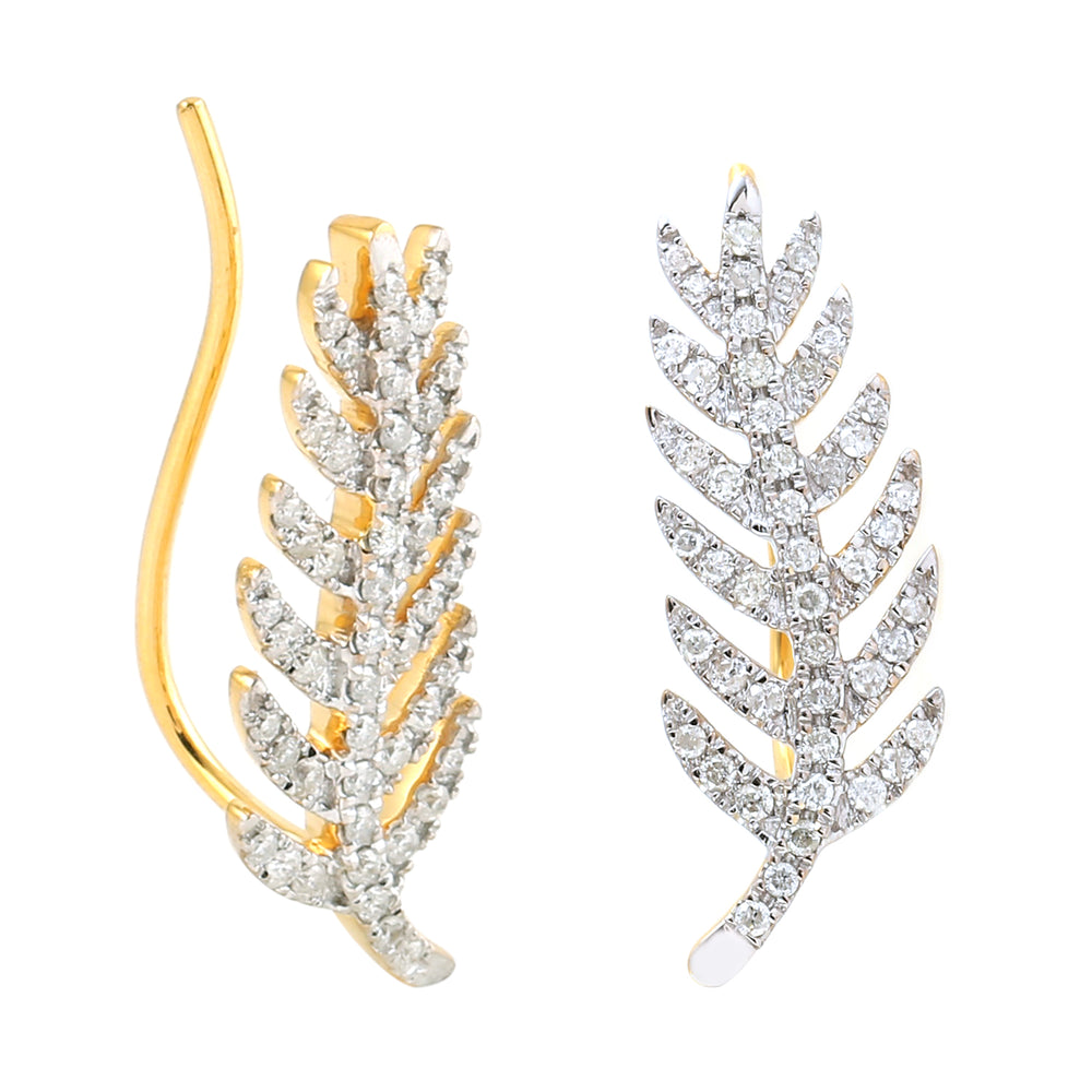 Micro Pave Diamond 18k Yellow Gold Ear Climber Jewelry For Gift Women