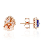 Tanzanite Stud Earrings 14k Rose Gold Diamond Jewelry Gift