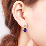 Amethyst Stud Earrings 18k Yellow Gold Sapphire Jewelry February Birthstone Jewelry