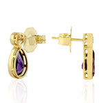 Amethyst Stud Earrings 18k Yellow Gold Sapphire Jewelry February Birthstone Jewelry