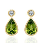 Peridot Stud Earrings 18k Yellow Gold Sapphire Jewelry Gift