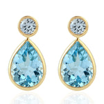 Sapphire Stud Earrings 18k Yellow Gold Topaz Jewelry