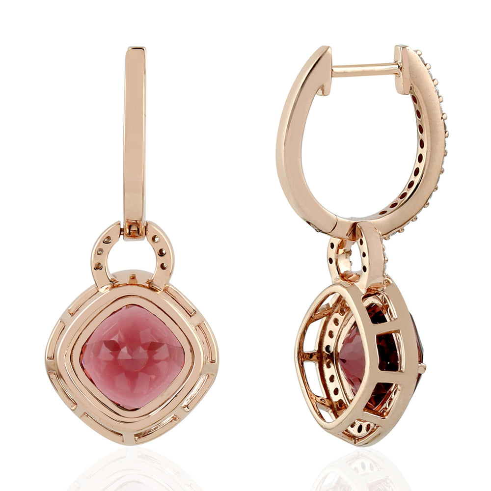 Tourmaline Drop/Dangle Earrings 18k Rose Gold Diamond Handmade Jewelry