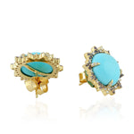 Tanzanite Stud Earrings 18k Yellow Gold Diamond Gemstone Jewelry