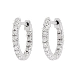 Diamond Hoop Earrings 10k White Gold Handmade Jewelry