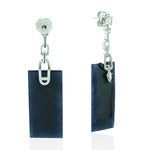 Sapphire Drop/Dangle Earrings 18k White Gold Diamond Handmade Jewelry