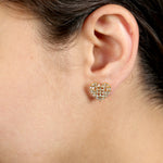 Natural Tapered Baguette Diamond Cluster Heart Earrings In 18k Yellow Gold