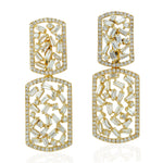 Tapered Baguette Diamond Designer Dangle Earrings In 18k Yellow Gold Fine Jewelry