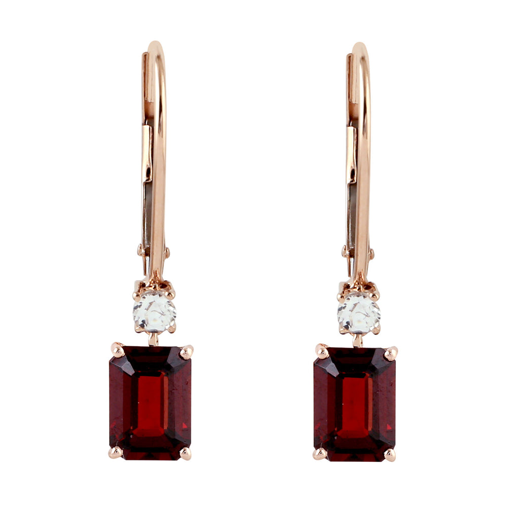 Natural Rhodolite Garnet Drop/Dangle Earrings 14k Rose Gold Topaz Jewelry