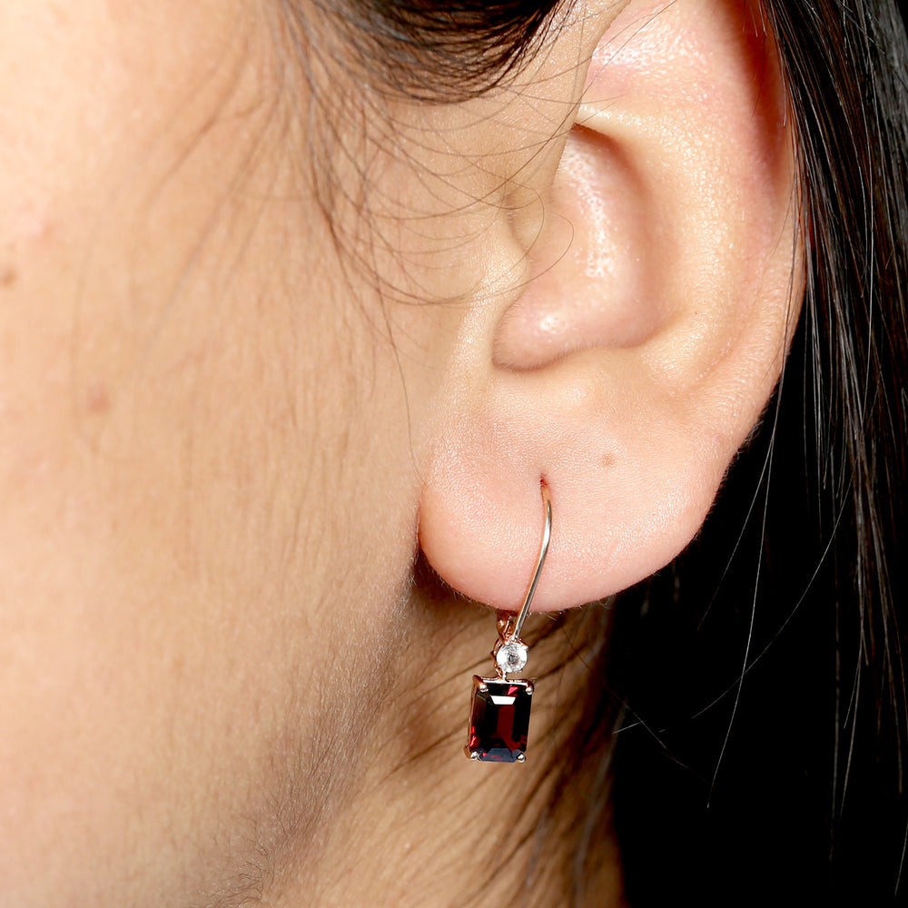 Natural Rhodolite Garnet Drop/Dangle Earrings 14k Rose Gold Topaz Jewelry