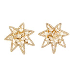 Diamond Stud Earrings 18K Yellow Gold Jewelry