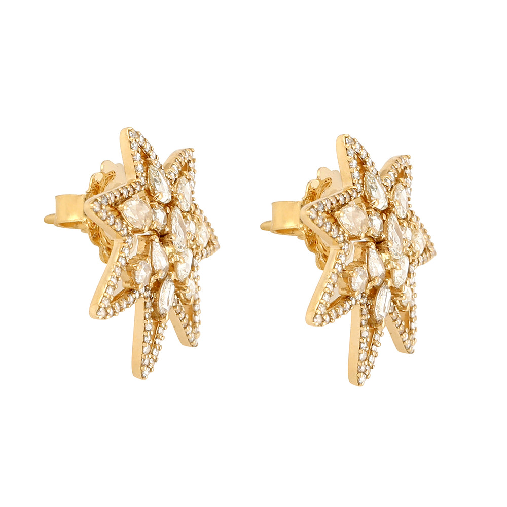 Diamond Stud Earrings 18K Yellow Gold Jewelry