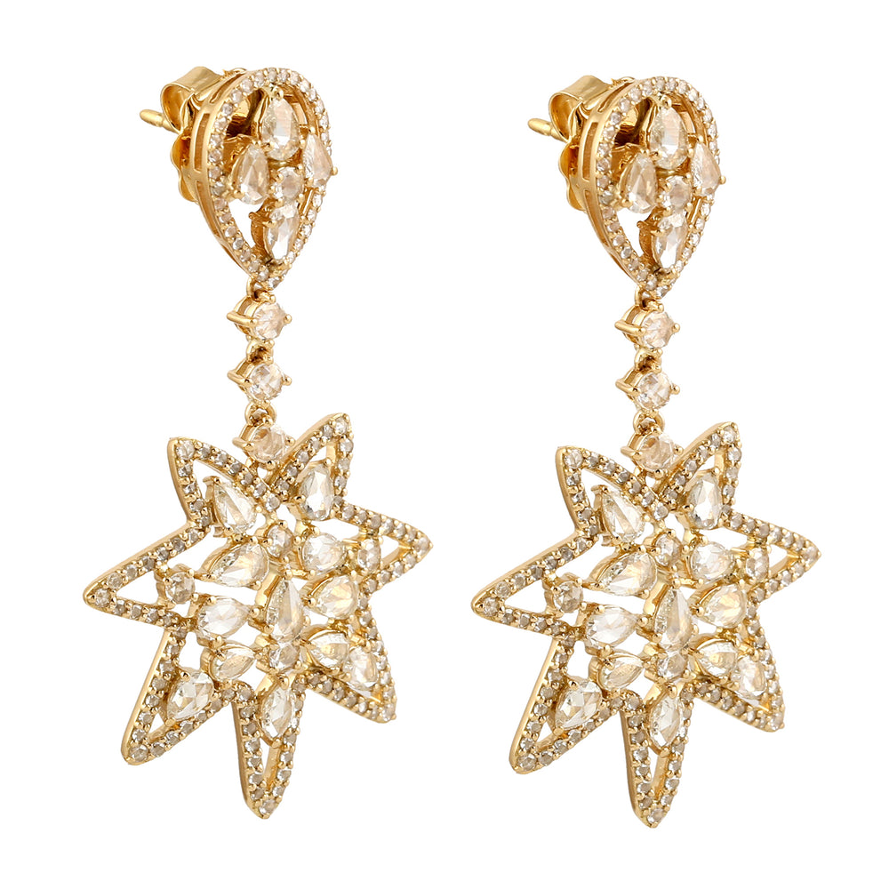 Diamond Dangle Earrings 18K Yellow Gold Jewelry