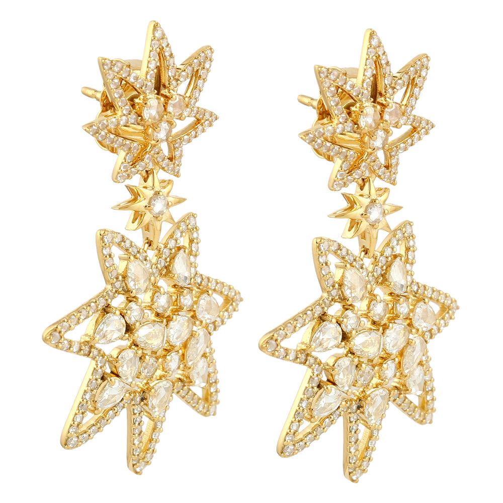 Diamond Dangle Earrings 18K Yellow Gold Jewelry