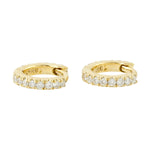 Natural Diamond Huggie Earrings 18k Yellow Gold Handmade Jewelry