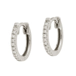 Natural Micro Pave Diamond Huggie Earrings On 18k White gold For Her