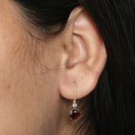 18k Yellow Gold Natural Garnet Topaz Handmade Earrings For Her