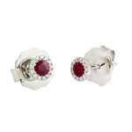 Natural Ruby & Diamond Stud Earrings In White Gold For Her